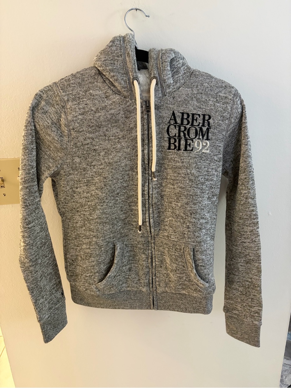 Abercrombie Gray Zip-Up Hooded Sweater - Small